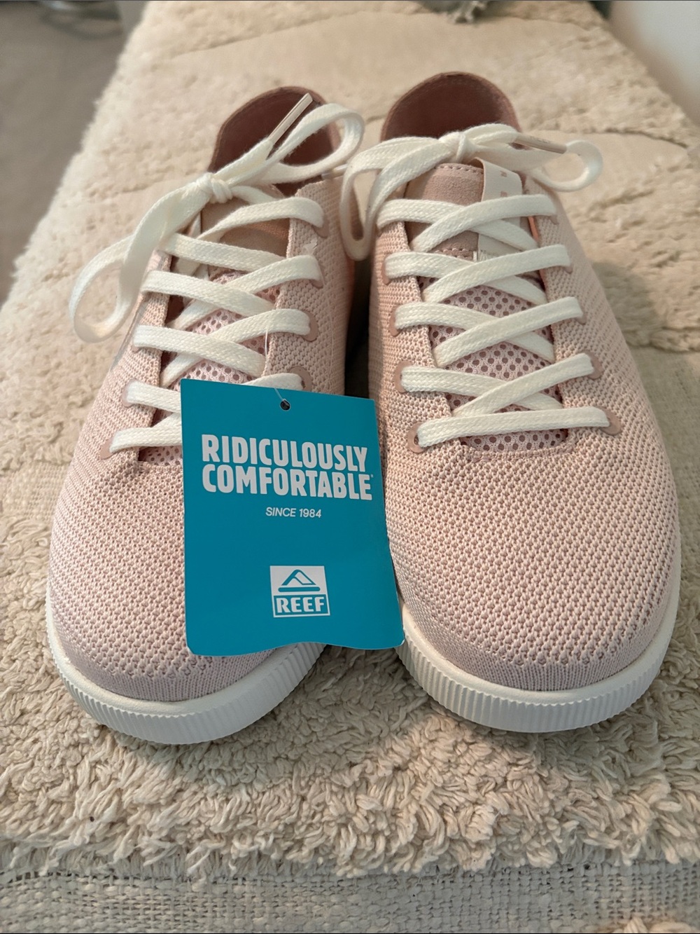Reef Women’s Blush Pink Knit Sneakers with White Laces